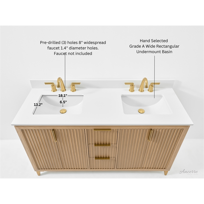 Turlington 60 in. Bath Vanity in Oak with White Quartz Top and Undermount Basin