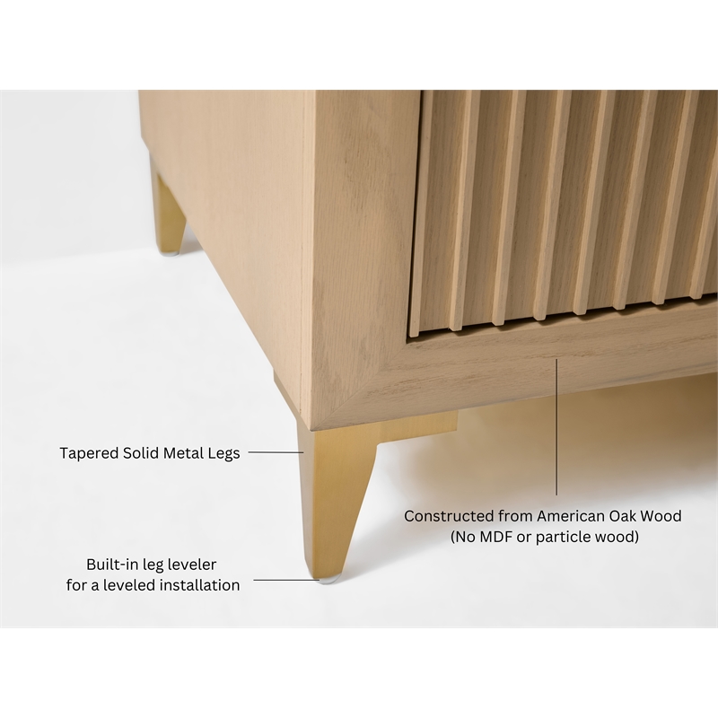 Turlington 84 in. Bath Vanity in Oak with White Quartz Top and Undermount Basin