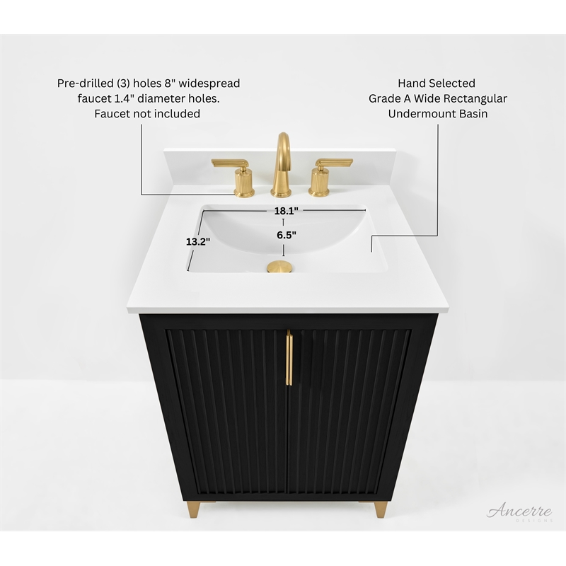 Turlington 24 in. Bath Vanity in Black Oak with White Quartz Top and Undermount