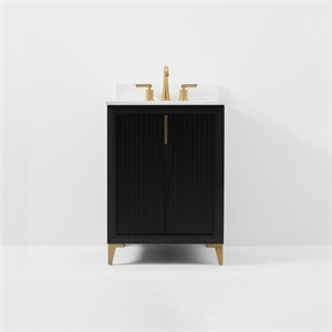 Turlington 24 in. Bath Vanity in Black Oak with White Quartz Top and Undermount