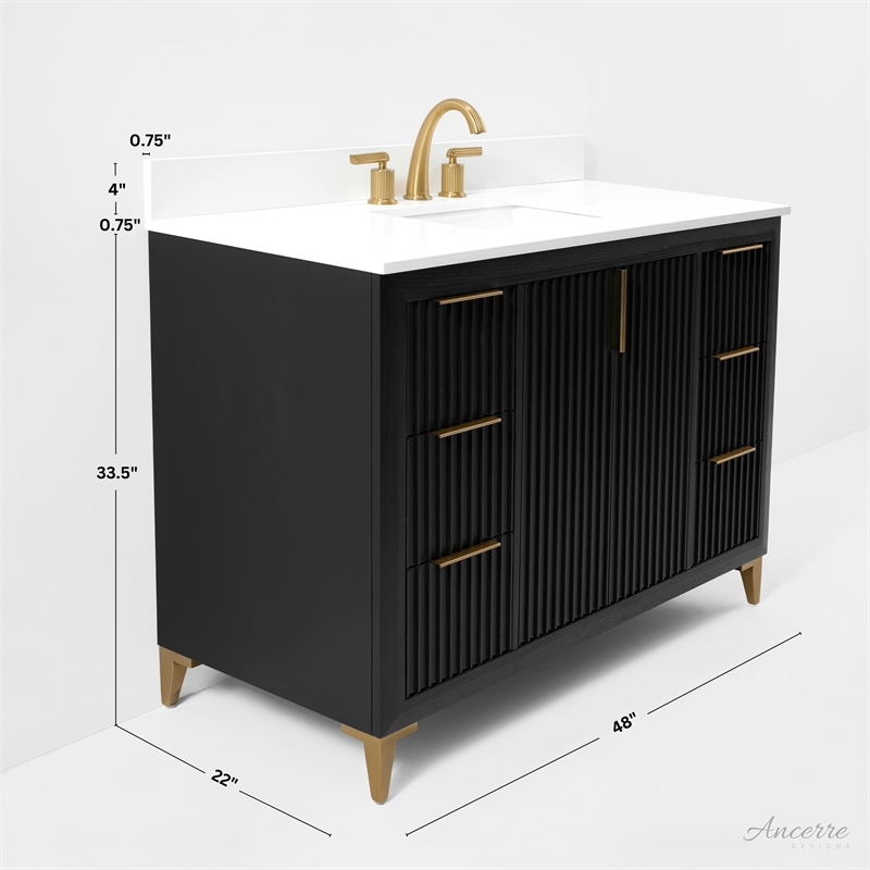 Turlington 48 in. Bath Vanity in Black Oak with White Quartz Top and Undermount