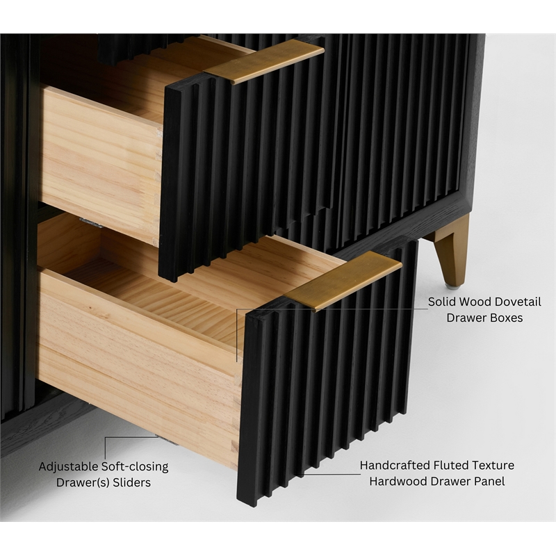 Turlington 84 in. Bath Vanity in Black Oak with White Quartz Top and Undermount