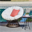 Thy-Hom Claborn Swivel Papasan Chair Wicker Indoor/Outdoor Lounge Chair in Beige