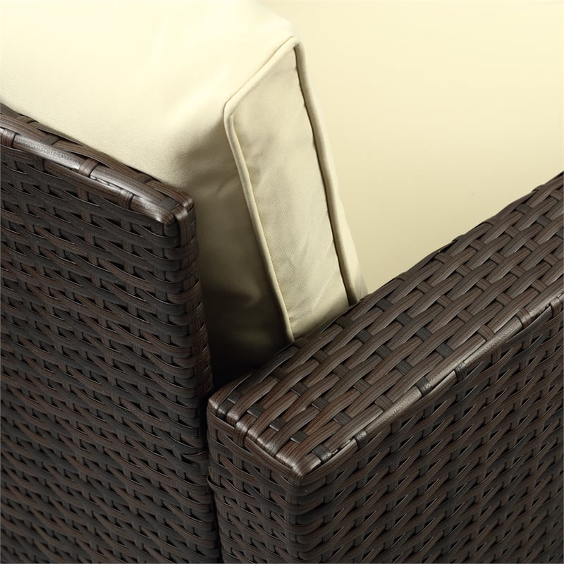 Thy-Hom Arlington Outdoor Brown Wicker Furniture Set Beige Cushions