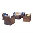 Thy-Hom Arlington Outdoor Brown Wicker Furniture Set Beige Cushions