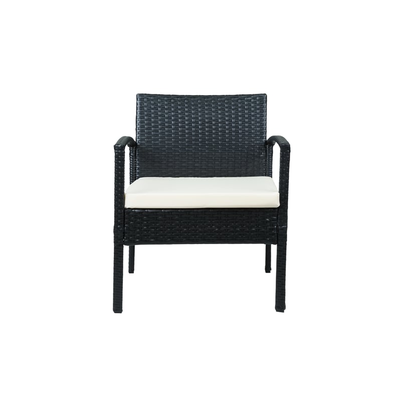 Thy-Hom Teaset 4 Piece Patio Bitro Set Outdoor Conversation Set in Black/Beige