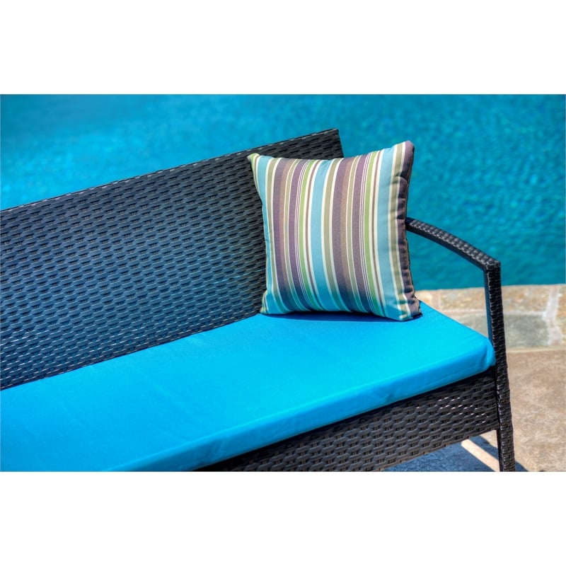 Teaset 4 Piece Patio Outdoor Conversation Set in Black/Blue by Thy-Hom