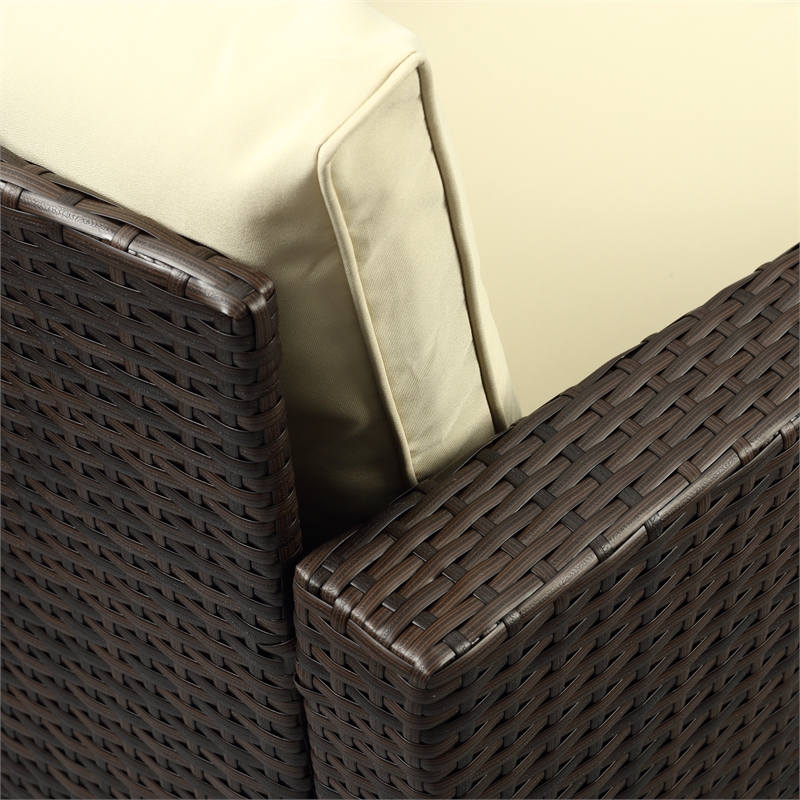 Thy-Hom Arlington Modern Brown Outdoor Wicker Furniture Set with Beige Cushion