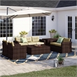 Thy-Hom Arlington Modern Brown Outdoor Wicker Furniture Set with Beige Cushion