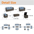 Thy-Hom Arlington 6 Piece Gray Wicker Patio Conversation Set Light Blue Cushions