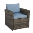 Thy-Hom Arlington 6 Piece Gray Wicker Patio Conversation Set Light Blue Cushions