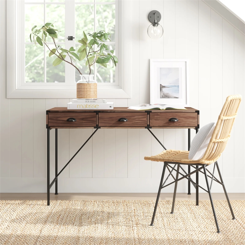 AGHDECO Orman Transitional Particle Board/Wood Desk in Walnut