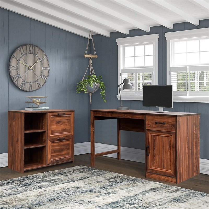 AGHDECO Oliwia 2-Drawer Wood Lateral Filing Cabinet in Walnut