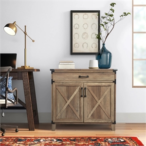 AGHDECO Roney 1-Drawer Particle Board/Wood Storage Cabinet in Rustic Oak
