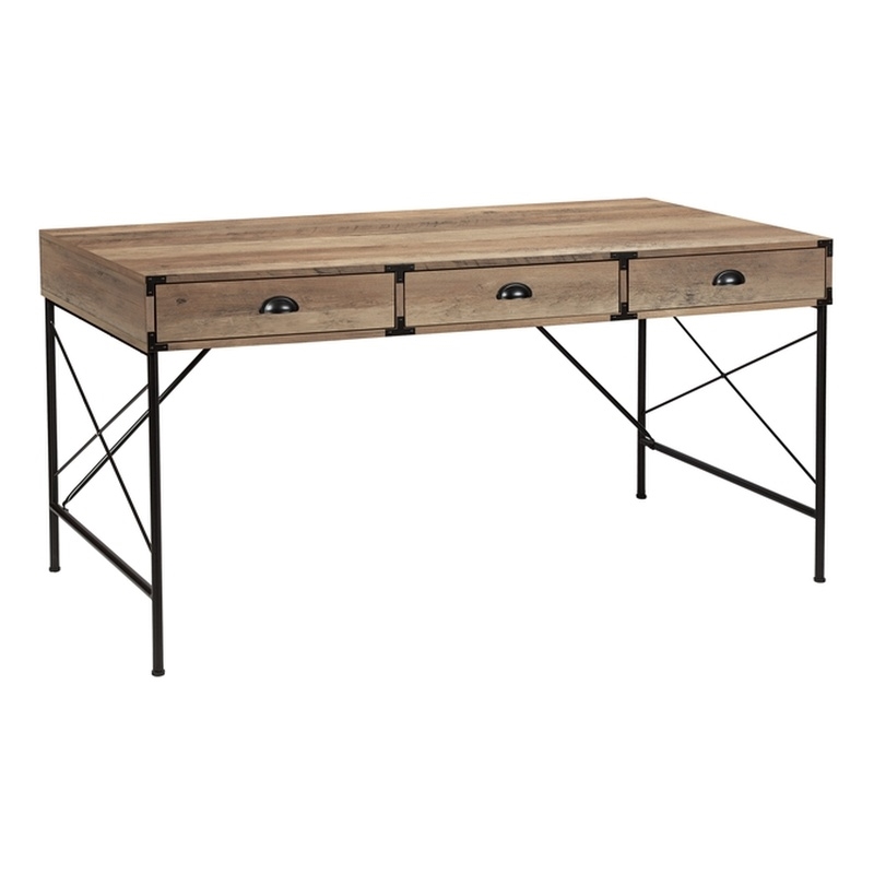 AGHDECO Brunei 3-Drawer Modern Engineered Wood Writing Desk in Rustic Oak