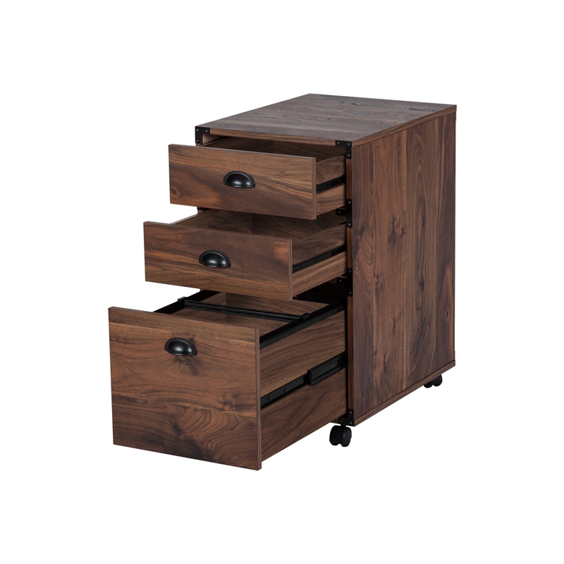 AGHDECO Brunei Modern Engineered Wood File Drawer with Metal Hardware in Walnut