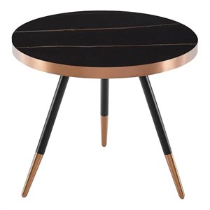 Limari Home Cayson Small Modern Metal and Glass Coffee Table in Black/Gold