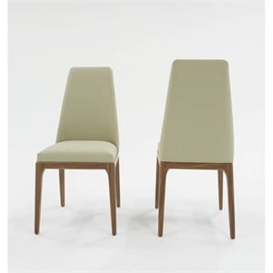 Limari Home Encino 19&quot Faux Leather/Solid Wood Dining Chairs in Gray (Set of 2)