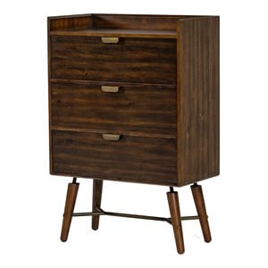 Limari Home Sutton Mid-Century Elisa Acacia Veneer Wood and Metal Chest in Brown