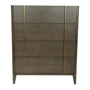 Limari Home Oakley Mid-Century Veneer Wood and Metal Chest in Dark Brown/White