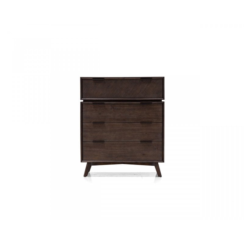Limari Home Roger  Acacia Veneer Wood Bedroom Chest in Dark Brown/Black
