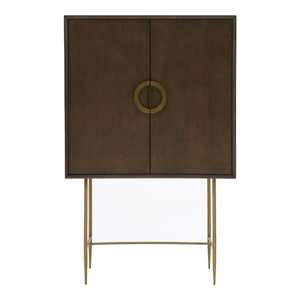 Limari Home Selena Modern Wood 2-Doors Bedroom Chest in Dark Brown/Antique Brass