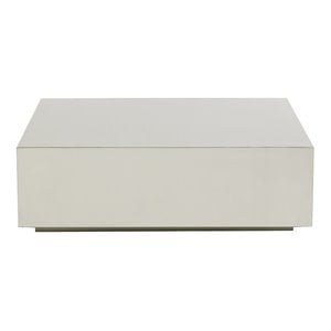 Limari Home Anvil Brushed Square Modern Stainless Steel Coffee Table in Silver