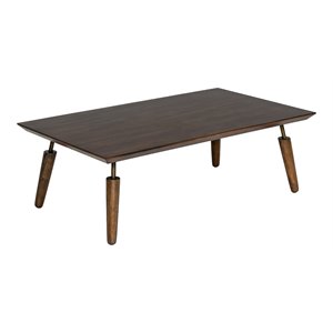 Limari Home Sebring Mid-Century Veneer Wood and Metal Coffee Table in Brown