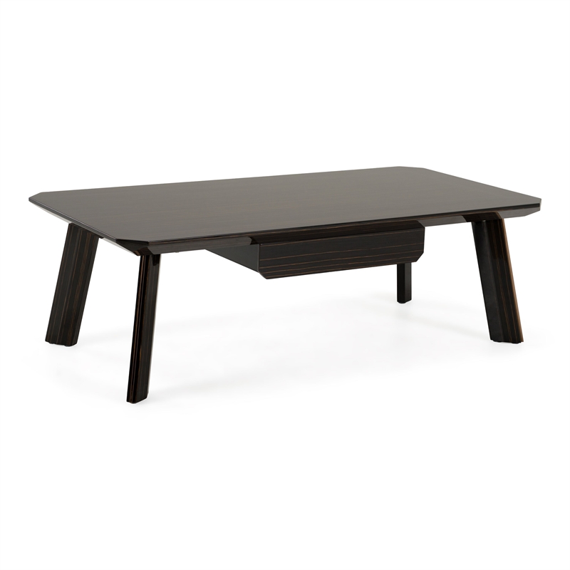 Limari Home Chadwick Wood/Stainless Steel Coffee Table in Ebony Black/Rosegold