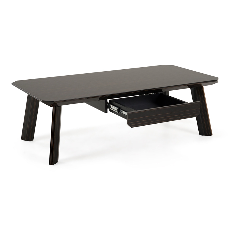 Limari Home Chadwick Wood/Stainless Steel Coffee Table in Ebony Black/Rosegold