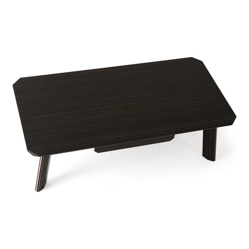 Limari Home Chadwick Wood/Stainless Steel Coffee Table in Ebony Black/Rosegold