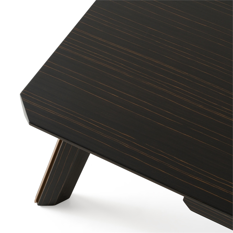 Limari Home Chadwick Wood/Stainless Steel Coffee Table in Ebony Black/Rosegold