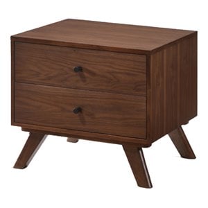 Limari Home Addison Mid-Century Wood and Stainless Steel Nightstand in Walnut