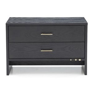 Limari Home Wales 2-Drawer Modern Veneer Wood and Metal Nightstand in Gray Ash