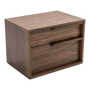 Limari Home Amberlie Modern Veneer Wood Nightstand with 2 Drawers in Walnut