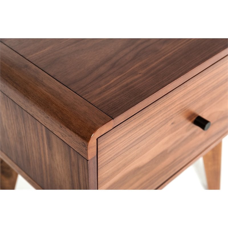 Limari Home Marshall Mid-Century Wood and Stainless Steel Nightstand in Walnut