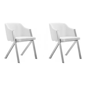 Limari Home Darcy 19&quot Modern Faux Leather Dining Chairs in White (Set of 2)