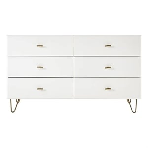 Limari Home Bryan Modern MDF Wood and Metal Bedroom Dresser in White/Gold