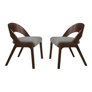 Limari Home Runyon 18&quot Modern Fabric Dining Chairs in Walnut/Gray (Set of 2)