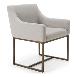 Limari Home Elijah 18.8&quot Modern Fabric Dining Chair in Gray/Antique Brass