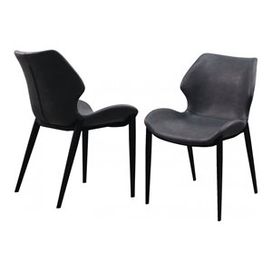 Limari Home Instone 18&quot Industrial Eco-Leather Dining Chairs in Gray (Set of 2)