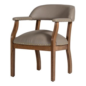 Limari Home Canosa 17&quot  Faux Leather/Solid Wood Dining Chair in Taupe/Brown