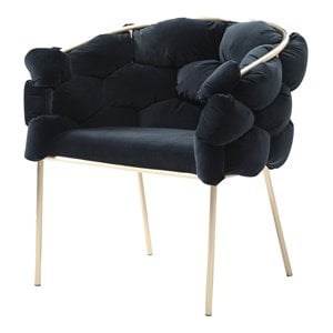 Limari Home Debra 18&quot Modern Velvet/Metal Dining Chair in Black/Brushed Brass