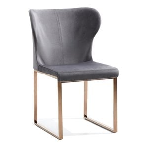 Limari Home Chadwick 18&quot Modern Stainless Steel and Fabric Dining Chair in Gray