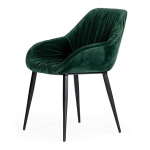 Limari Home Katrina 19&quot Modern Velvet and Metal Dining Chair in Green/Black