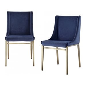 Limari Home Mimi 19.1&quot Contemporary Velvet Dining Chairs in Blue (Set of 2)