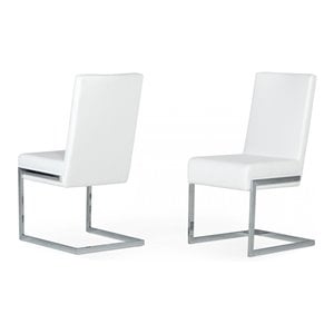 Limari Home Batavia 18&quot Modern Faux Leather Dining Chairs in White (Set of 2)