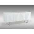 Limari Home Vanguard 4-Cabinet Modern MDF Wood & Stainless Steel Buffet in White