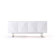 Limari Home Vanguard 4-Cabinet Modern MDF Wood & Stainless Steel Buffet in White