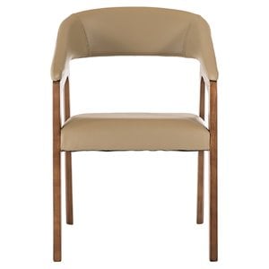 Limari Home Clive 17&quot Mid-Century Faux Leather Dining Chair in Walnut/Taupe